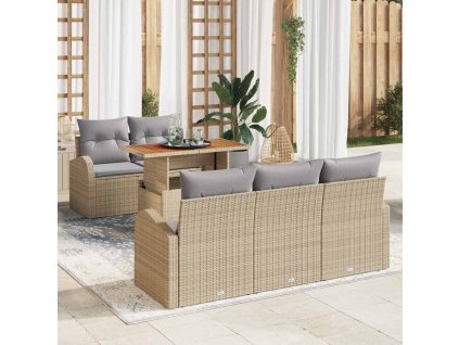 Sada zahradních pohovek s úložištěm 6 pcs Béžová Poly ratan 3358261