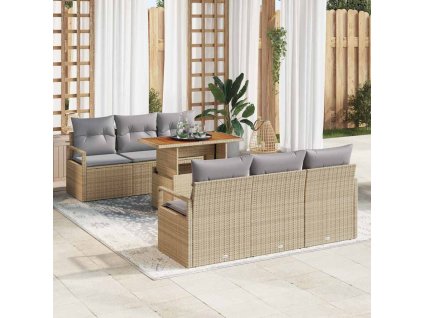 Sada zahradních pohovek s úložištěm 7 pcs Béžová Poly ratan 3358394