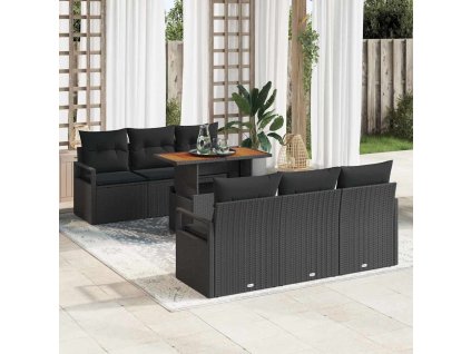 Sada zahradních pohovek s úložištěm 7 pcs Černá Poly ratan 3358396