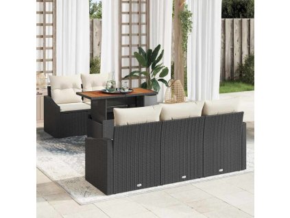 Sada zahradních pohovek s úložištěm 6 pcs Černá Poly ratan 3358511