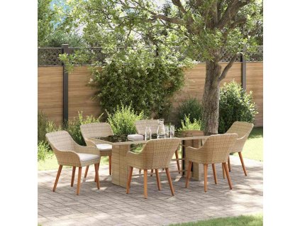 Zahradní jídelní souprava s polštářem 7 pcs Béžová polyratan 3261629