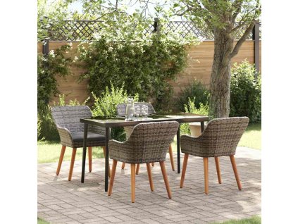 Zahradní jídelní souprava s polštářem 5 pcs Šedá polyratan 3261679