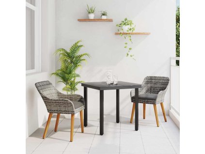Zahradní jídelní souprava s polštářem 3 pcs Šedá polyratan 3261684