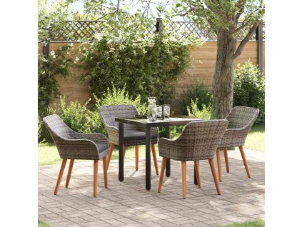 Zahradní jídelní souprava s polštářem 5 pcs Šedá polyratan 3261685