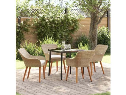 Zahradní jídelní souprava s polštářem 5 pcs Béžová polyratan 3261692