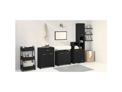 Koupelnový nábytek se dveřmi 4 pcs Černý dub 30 x 30 x 183,5 cm 3332592