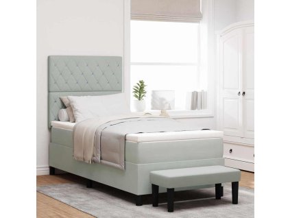 Postel s boxspringem s matrací Světle šedá 100 x 200 cm samet 3344426