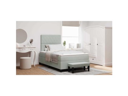 Postel s boxspringem s matrací Světle šedá 120 x 190 cm samet 3344432