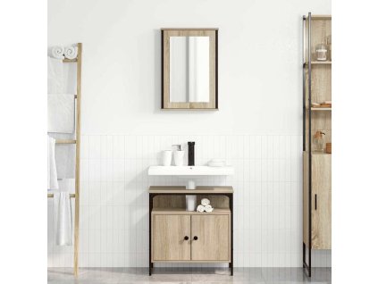 Sada koupelnového nábytku s policí 2 pcs Hnědá Kompozitní dřevo 3345132