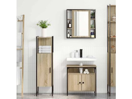 Sada koupelnového nábytku s policí 3 pcs Hnědá Kompozitní dřevo 3345136