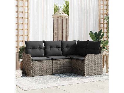 Sada zahradních pohovek 4 pcs Šedá polyratan 3345679