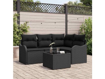 Sada zahradních pohovek Černá polyratan 3345693