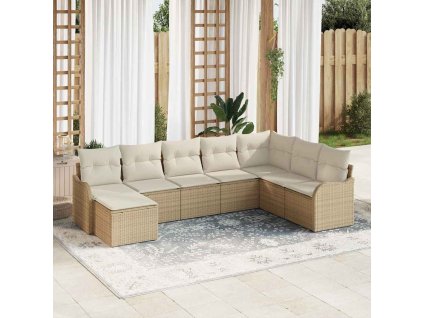 Sada zahradních pohovek 8 pcs Béžová polyratan 3345821