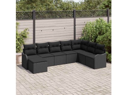 Sada zahradních pohovek 8 pcs Černá polyratan 3345823