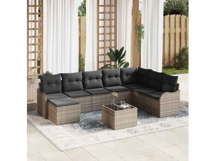 Sada zahradních pohovek Šedá polyratan 3345829