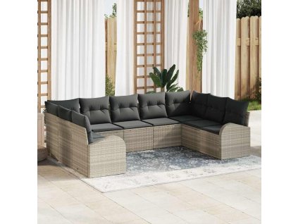 Set pohovek s polštářem Světle šedá Poly Ratan 3346202