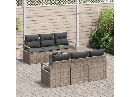 Set pohovek 7 pcs Šedá polyratan 3346269