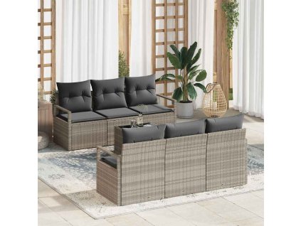 Set pohovek 7 pcs Světle šedá polyratan 3346272