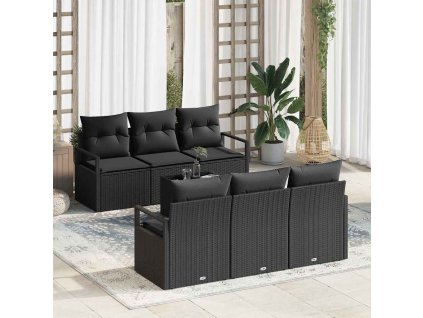 Set pohovek 7 pcs Černá polyratan 3346273