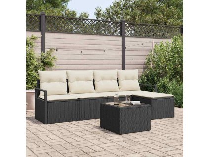 Set pohovek s polštářem 6 pcs Černá polyratan 3346347