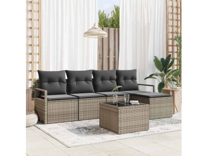 Sada zahradních pohovek 6 pcs Šedá Poly ratan 3346349