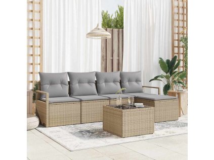 Sada zahradních pohovek 6 pcs Béžová Poly ratan 3346350