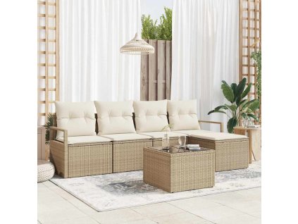 Sada zahradních pohovek 6 pcs Béžová Poly ratan 3346351