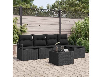 Set pohovek s polštářem 6 pcs Černá polyratan 3346353