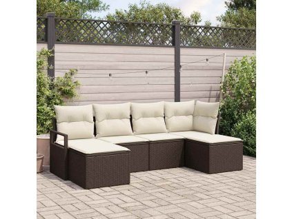 Set pohovek 6 pcs Hnědá polyratan 3346488