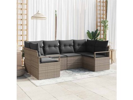 Set pohovek s polštářem 6 pcs Šedá polyratan 3346519