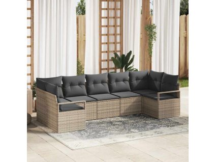 Sada zahradních pohovek 7 pcs Šedá Poly ratan 3346529