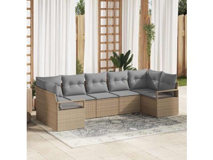 Sada zahradních pohovek 7 pcs Béžová Poly ratan 3346530