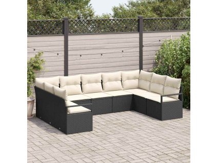 Set pohovek s polštářem 9 pcs Černá polyratan 3346537