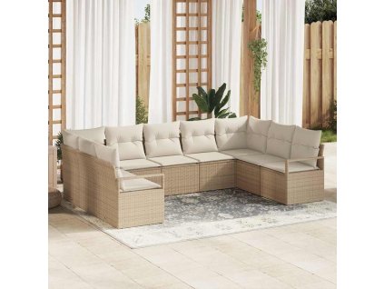 Set pohovek s polštářem 9 pcs Béžová polyratan 3346541