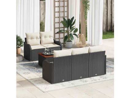 Sada zahradních pohovek 6 pcs Černá Poly ratan 3347390