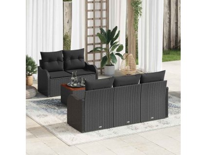 Sada zahradních pohovek 6 pcs Černá Poly ratan 3347394