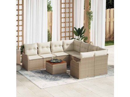 Sada zahradních pohovek 9 pcs Béžová Poly ratan 3347435