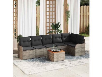 Sada zahradních pohovek 7 pcs Šedá Poly ratan 3347461