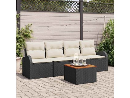 Sada zahradních pohovek 5 pcs Černá Poly ratan 3347509