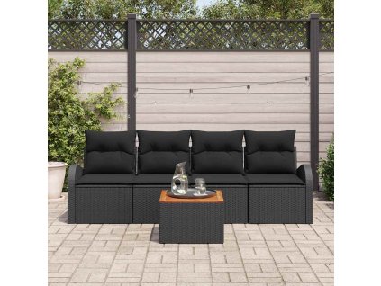 Sada zahradních pohovek 5 pcs Černá Poly ratan 3347513