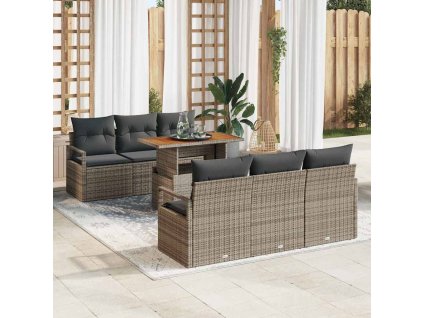 Sada zahradních pohovek s polštářem 7 pcs Šedá 3349656