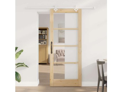 Posuvné dveře Přírodní 83 x 202 cm Masivní borové dřevo a sklo 3332221