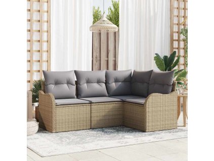Sada zahradních pohovek 4 pcs Béžová polyratan 3345680