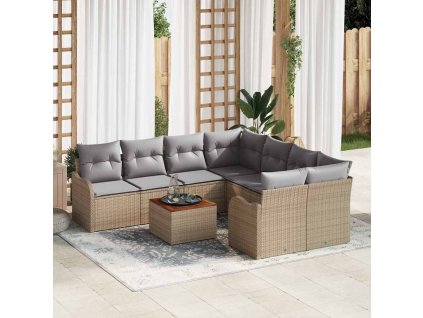 Sada zahradních pohovek 9 pcs Béžová Poly ratan 3347434