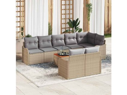 Sada zahradních pohovek 9 pcs Béžová Poly ratan 3347469