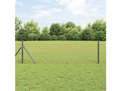 Plotový sloupek. Šedá 10 x 0,8 m (25 mm síť) Ocel a PVC 3352774