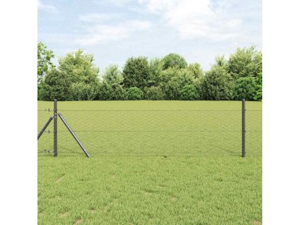 Plotový sloupek. Šedá 25 x 0,6 m (36 mm síť) Ocel a PVC 3352807