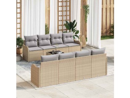 Sada zahradních pohovek s polštářem 9 pcs Beige a šedá 3354299