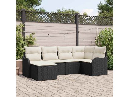 Sada zahradních pohovek 6 pcs Černá a bílá Poly ratan 3354436