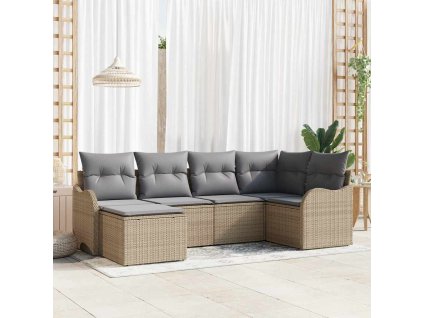 Sada zahradních pohovek 6 pcs béžová a světle šedá Poly ratan 3354439